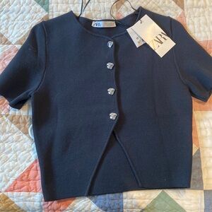 NWT short sleeved cropped sweater